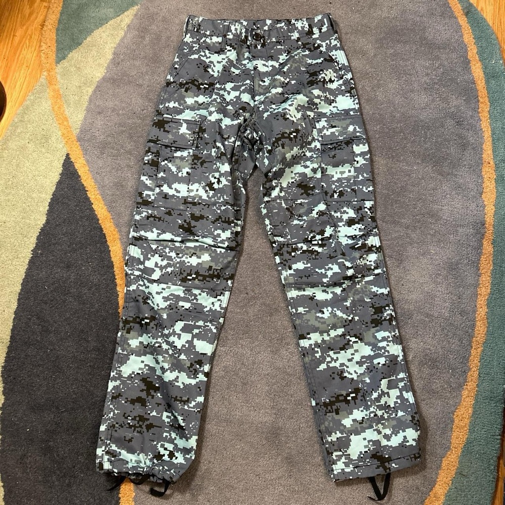 Blue digital cargo pants
